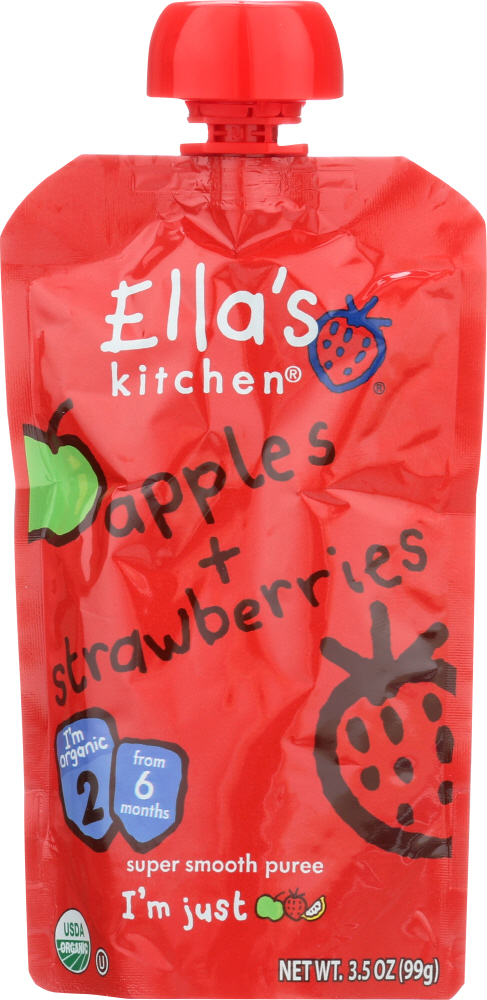 ELLAS KITCHEN: Baby Stage 1 Strawberry and Apples, 3.5 oz - 0845901000069