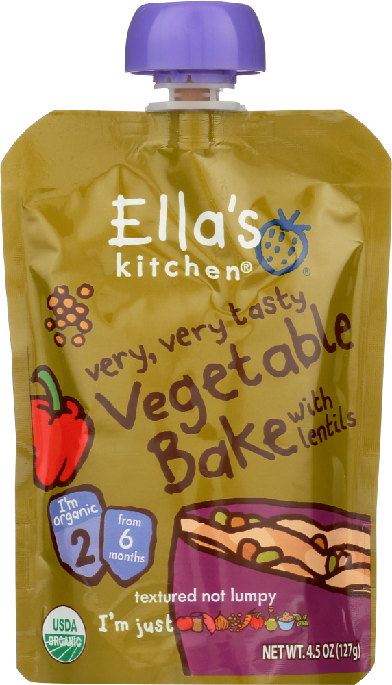 ELLAS KITCHEN: Baby Stage 2 Vegetable Bake with Lentils, 4.5 oz - 0845901000489