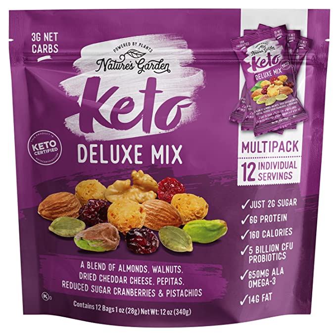  Nature's Garden Keto Deluxe Mix Delicious & Fresh Flavor Natural Friendly - Perfect Breakfast - 12 Ounce(1 Ounce x 12 Count)  - 846548029550
