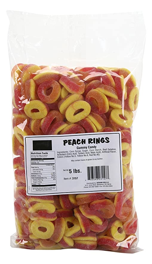  Dr. Snack Gummy Candy, Peach Rings, 5 Pound  - 846548031577