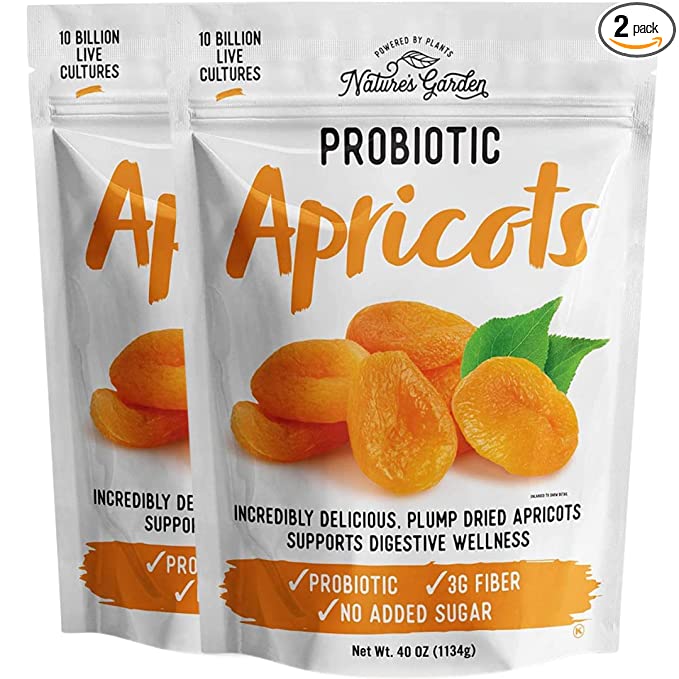  Nature's Garden Probiotic Apricots - Probiotic Dried Fruit, Plump Dried Apricots, No Added Sugar, Gluten-Free, Dairy-Free, Vegan – Bulk 40 Oz Bag (Pack of 2)  - 846548099058