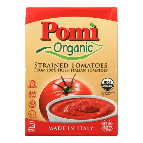 Pomi Organic Strained Tomatoes - Case Of 12 - 26.46 Oz - 846558000211