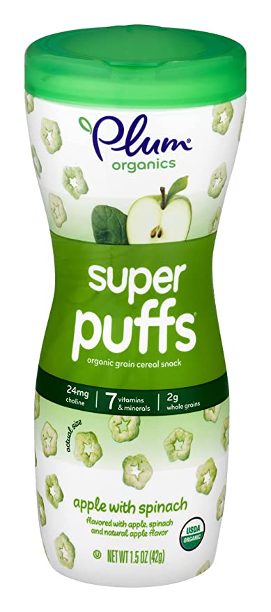  Plum Organics Super Puffs, Organic Baby Puffs, Apple with Spinach, 1.5 oz  - 885227087443