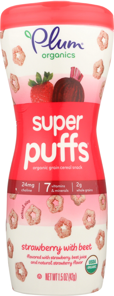 PLUM ORGANICS: Super Puffs Organic Veggie Fruit & Grain Strawberry & Beet, 1.5 oz - 0846675000163