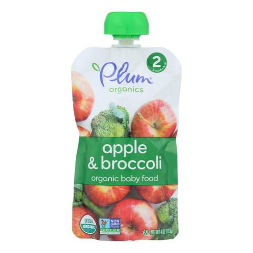 Plum Organics Baby Food - Organic - Broccoli And Apple - Stage 2 - 6 Months And Up - 4 Oz - Case Of 6 - 00846675000538