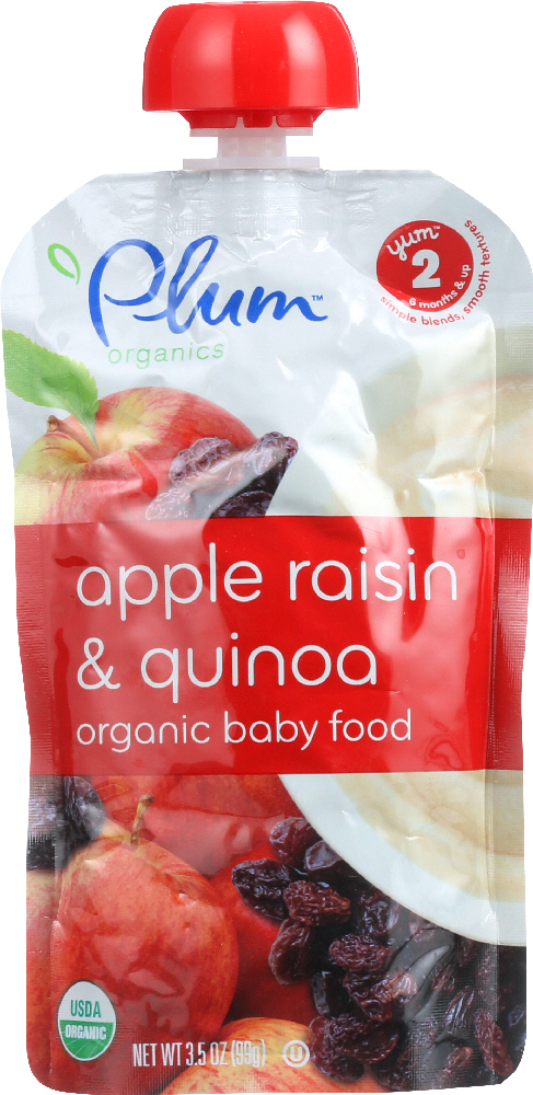 Plum Organics Baby Food - Organic - Apple Raisin And Quinoa - Stage 2 - 6 Months And Up - 3.5 Oz - Case Of 6 - 00846675001054