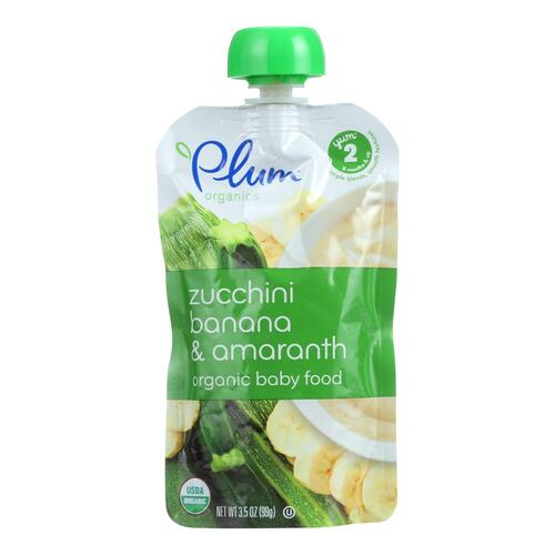 Plum Organics Baby Food - Organic - Zucchini Banana And Amaranth - Stage 2 - 6 Months And Up - 3.5 Oz - Case Of 6 - 00846675001061
