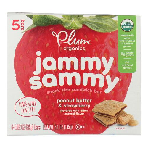 Plum Kids Jammy Sammy Snacks - Strawberry Jam And Peanut Butter - Case Of 6 - 1.03 Oz. - 0846675002433