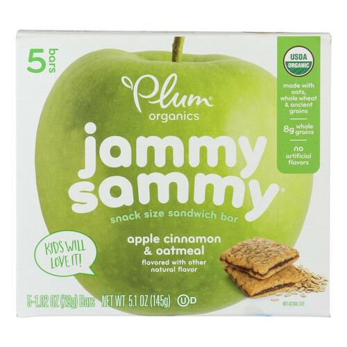 Plum Kids Jammy Sammy Snacks - Apple Cinnamon And Oatmeal - Case Of 6 - 1.03 Oz. - 0846675002440