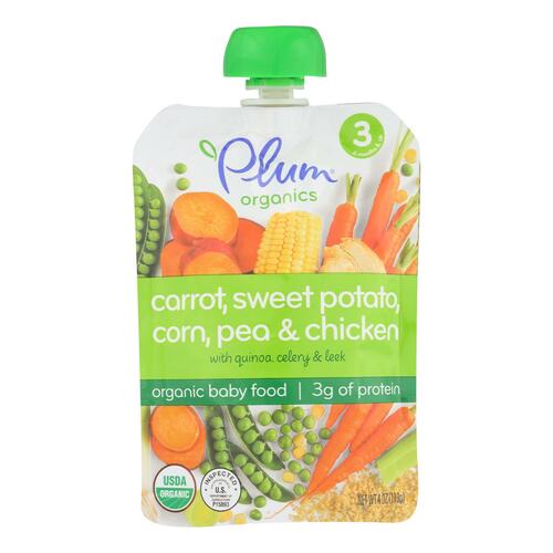 PLUM ORGANICS: Organic Baby Food Stage 3 Quinoa & Leeks with Chicken + Tarragon, 4 oz - 0846675003256