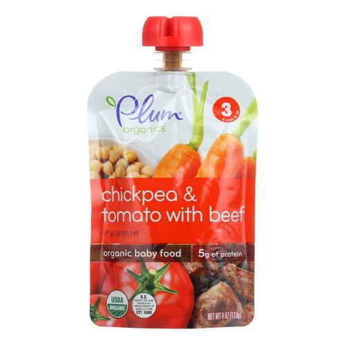 Plum Organics Stage 3 Meals Baby Food - Chickpea And Tomato With Beef + Cumin - Case Of 6 - 4 Oz. - 00846675003263