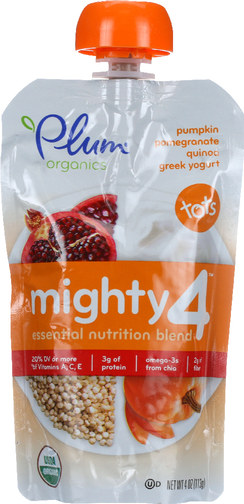 PLUM ORGANICS: Mighty 4 Pumpkin Pomegranate Quinoa Greek Yogurt, 4 oz - 0846675005335