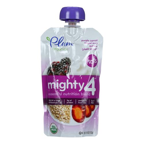 Plum Organics Essential Nutrition Blend - Mighty 4 - Purple Carrot Blackberry Quinoa Greek Yogurt - 4 Oz - Case Of 6 - 00846675005359