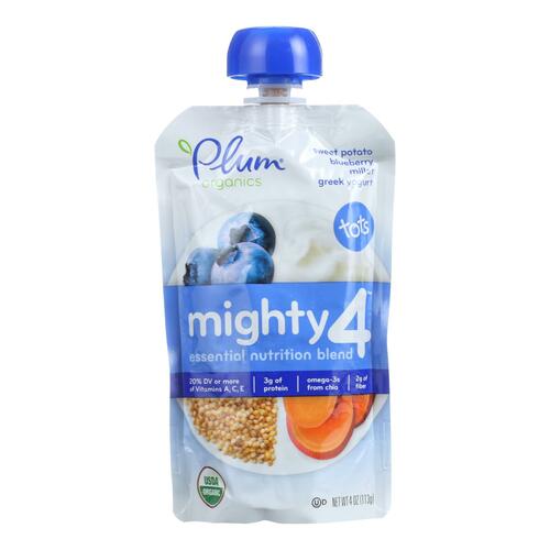 Plum Organics Plum Mighty 4 Tots Snacks Blueberry Sweet Potato Millet - Case Of 6 - 4 Oz - 0846675005366