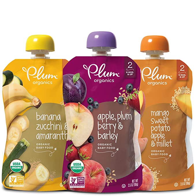 Plum Organics Baby Food Pouch | Stage 2 | Fruit, Veggie and Grain Variety Pack | 3.5 Ounce | 18 Pack | Fresh Organic Food Squeeze | For Babies, Kids, Toddlers - 846675011060