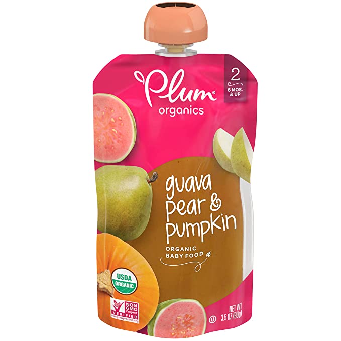  Plum Organics, Organic Guava Pear & Pumpkin, 3.5 oz  - 846675012593