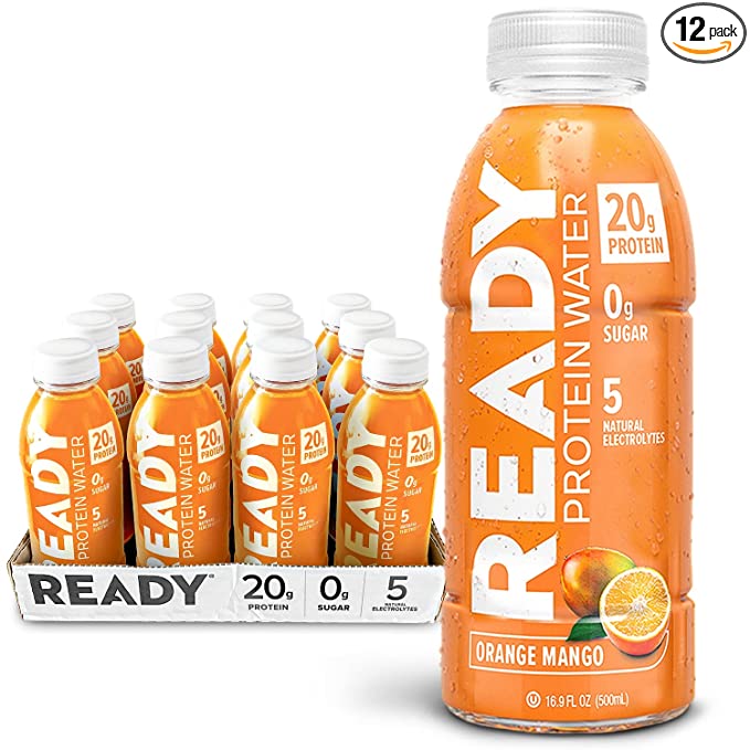  Ready Protein Water, 20g of Whey Protein Isolate, Sugar Free, Orange Mango, 12-Pack, 16.9 Fluid Ounces Each  - 847644006735