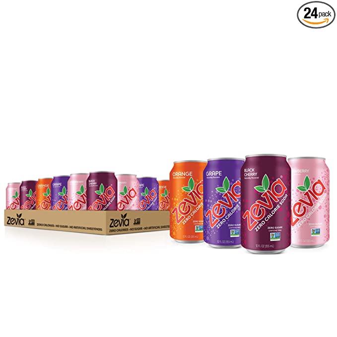 Zevia Zero Calorie Soda, Fruity Variety Pack, 12 Ounce Cans (Pack of 24)  - 849429000259