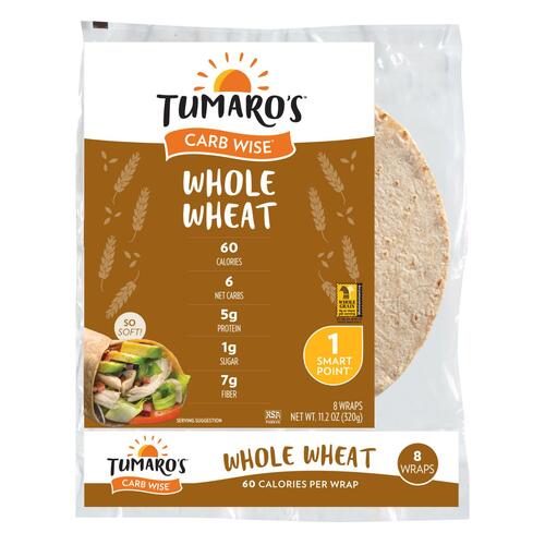 Tumaro's 8-inch Whole Wheat Carb Wise Wraps - Case Of 6 - 8 Ct - 849455000018