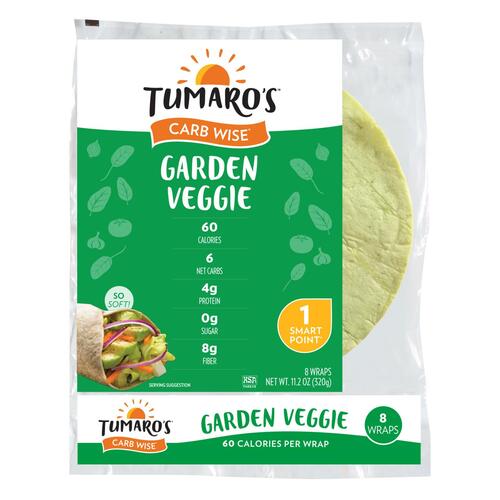 Tumaro's 8-inch Garden Veggie Carb Wise Wraps - Case Of 6 - 8 Ct - 849455000049