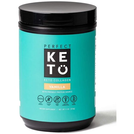 Perfect Keto Collagen Protein Powder with MCT Oil Grassfed, GF, Multi Supplement, Best for Ketogenic Diets - Vanilla - 850000124134