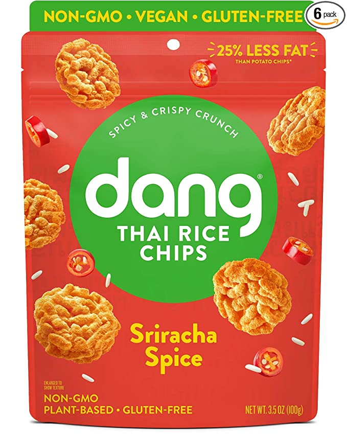  Dang Thai Rice Chips | Sriracha Spice | Gluten Free, Soy Free & Preservative Free Rice Crisps, Healthy Snacks Made with Whole Foods (3.5 Ounce (Pack of 6))  - 850000486379