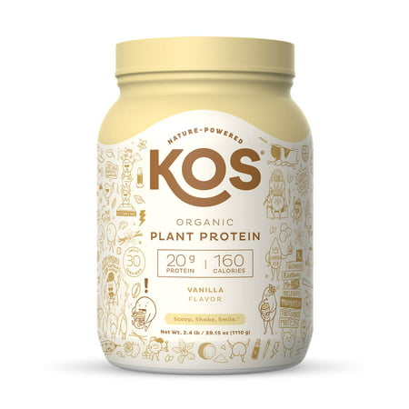 KOS Organic Plant Based Protein Powder, Vanilla, 20g Protein, 2.4lb - 850000503328