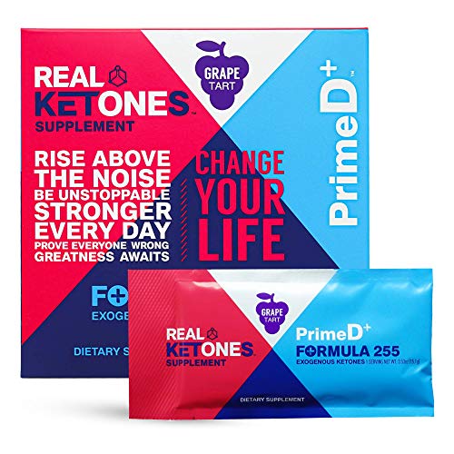 Real Ketones Prime D- Exogenous Keto D BHB + MCT + Electrolytes- Drink Mix Supplement Powder 28 Packets- Grape Tart - 850001988490