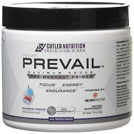 Prevail Pre Workout Powder with Nootropics: Best Pre Workout for Men and Women, Cutting Edge Energy and Focus Supplement with L Citrulline, Alpha GPC, L Tyrosine, Neurofactor Rainbow Freeze, 40 SRV - 850002859058