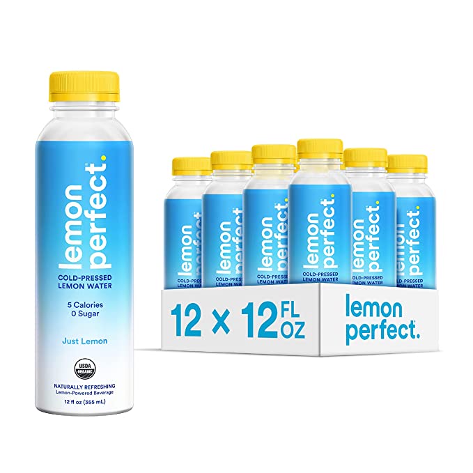  Lemon Perfect, Organic Cold-Pressed Lemon Water, Squeezed from Real Fruit, Flavored Water, Sugar-Free, Keto Certified, No Artificial Ingredients, Just Lemon (12-Pack)  - 850003748160