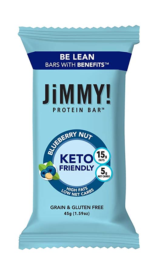  JiMMY! Keto Protein Bar, Keto Friendly, Blueberry Nut, 12 Count - Energy Bar with Low Net Carb, Low Sugar, Gluten Free  - 850003833729