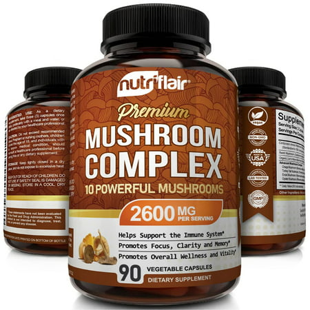 NutriFlair Mushroom Complex Supplement with Lion s Mane Cordyceps 90 Vegetable Capsules - 850003901053