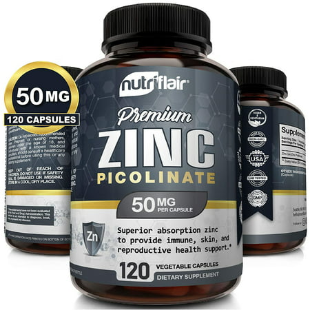 NutriFlair Zinc Supplement for Immune Defense Natural Immunity Booster 120 Capsules - 850003901268