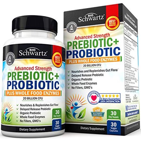 Prebiotic + Probiotic Plus Whole Food Enzymes Supplement for Men & Women. 20 Billion CFU-Whole Health Nutrition & Complete Digestive Support with Lactobacillus Acidophilus - 30 Capsules - 850004119716