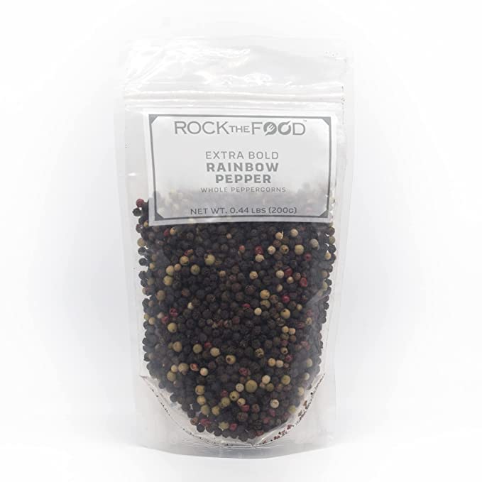  Rock The Food | Extra Bold Whole Rainbow Peppercorns for Grinder Refill | Perfect for Grinders and Spice Jars  - 850005919346