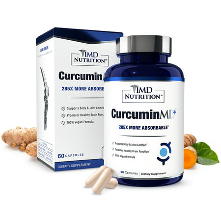 1MD Nutrition CurcuminMD Plus - Turmeric Curcumin with Boswellia Serrata - 285x More Absorbable | Joint Pain Relief Anti-Inflammatory Antioxidant Supplement | 60 Capsules - 850008021084