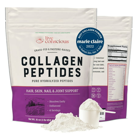 Live Conscious Collagen Peptides Hydrolyzed Powder 11 g 41 Servings - 850008273193