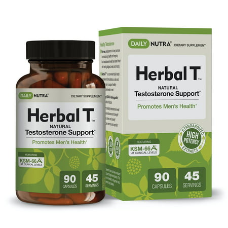Herbal T Men’s Health Formula by DailyNutra: Supplement for Endurance Vitality and Healthy Aging - Featuring KSM-66 Ashwagandha Tongkat Ali Tribulus Eleuthero and Horny Goat Weed (1-Bottle) - 850008456275