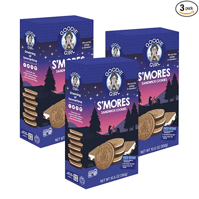  Goodie Girl, Smores Sandwich Cookies | Gluten Free | Peanut Free | Egg Free | Dairy Free | Plant Based | No High Fructose Corn Syrup | Kosher (10.6oz, Pack of 3) - 850010010229