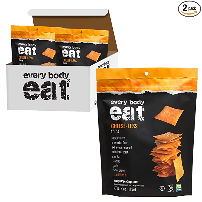  Every Body Eat Snack Thins, Cheese-less Flavor, Vegan, Gluten Free and Dairy Free (Pack of 2) - 850011737583