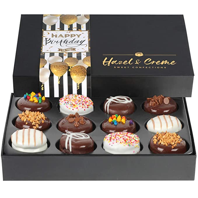 Birthday Gift Basket - Happy Birthday Cookies - Chocolate Covered Cookies - Chocolate Gift Box - Gourmet Food Gifts (Large Box) - 850013966035