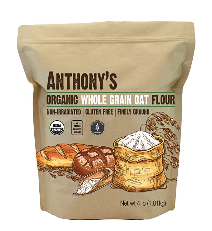 Anthony's Organic Whole Grain Oat Flour, 4 lb, Gluten Free, Non GMO, Non Irradiated, Finely Ground, Vegan - 850014068332