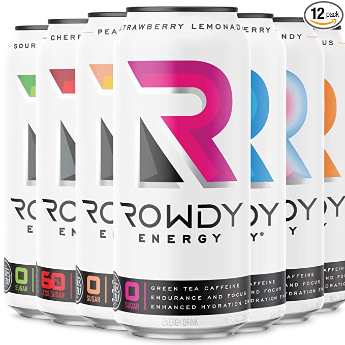  Rowdy Energy Drink, Variety Pack, 7 Flavors, 16 oz Cans - Natural Caffeine, Electrolytes for Hydration, No Artificial Sweeteners (12 Pack)  - 850014705329