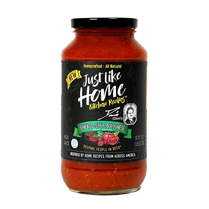 Gluten Free; Non-GMO; 100% All Natural, Homecrafted Tomato Sauce; Just Like Home Kitchen Recipes ®; Dave’s Chicago-Style Bolognese; 25 oz. - 850015101045