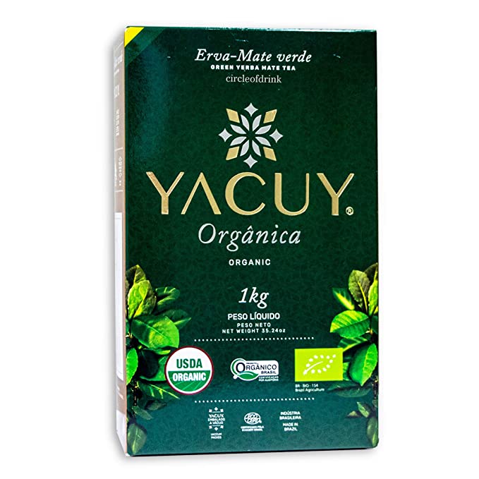 Circle of Drink - Yacuy Certified Organic Green Yerba Mate Tea - Gourmet Erva Mate Chimarrao - Super Fresh Vacuum Sealed - 1kg - 2.2 lbs (1 PACK) - 850015433252