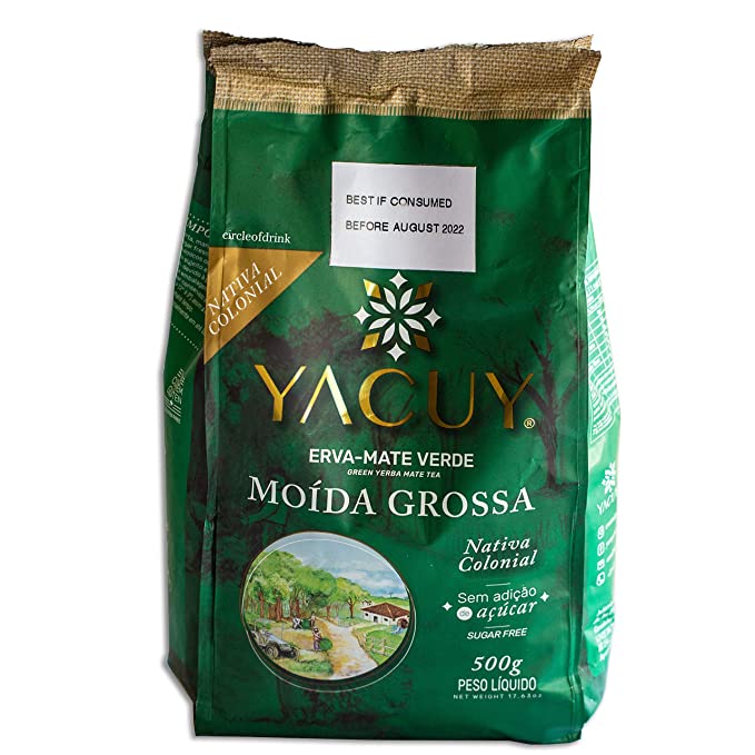 Circle of Drink - Yacuy Medium Cut (Moida Grossa) Green Brazilian Yerba Mate Tea - Gourmet Erva Mate Chimarrao - Super Fresh Always - 500g - 1.1 lbs (1 PACK) - 850015433290