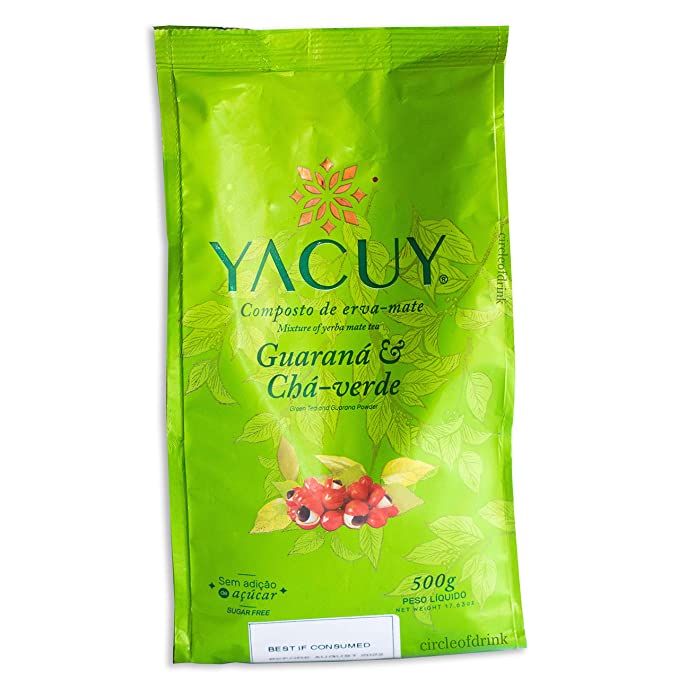  Circle of Drink – Yacuy Guarana Green Tea – Gourmet Erva Mate Chimarrao Blend - Super Fresh Always - 500g - 1.1 lbs (1 PACK)  - 850015433368