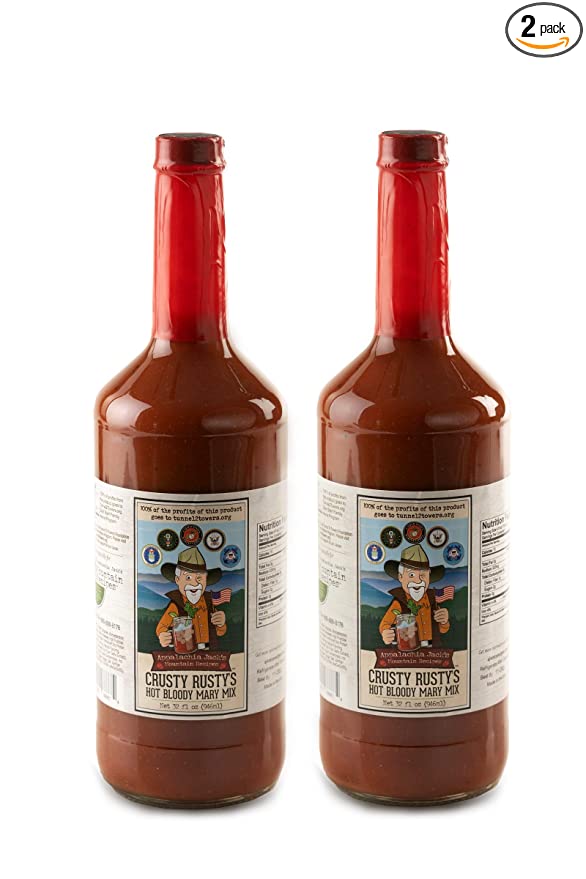  Crusty Rusty's Hot Bloody Mary Mix - Spicy Appalachian Mountain Premium Bloody Mary Mix Made with Real Juice for a True Taste of Appalachia - Just the Right Amount of Spice and Heat - 32Fl Oz - 2 Pack  - 850016014115
