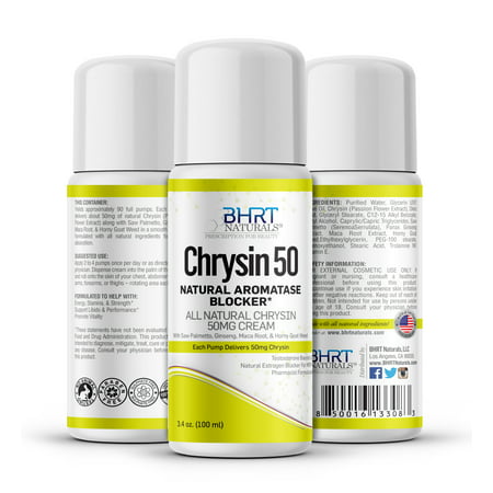 Chrysin Cream 50mg for Men - Natural Aromatase Inhibitor - Anti Estrogen Blocker Supplement - Testosterone Booster for Men - Support Hormone Balance - 90 Day Supply USA Made Pharmacist Formulated - 850016133083
