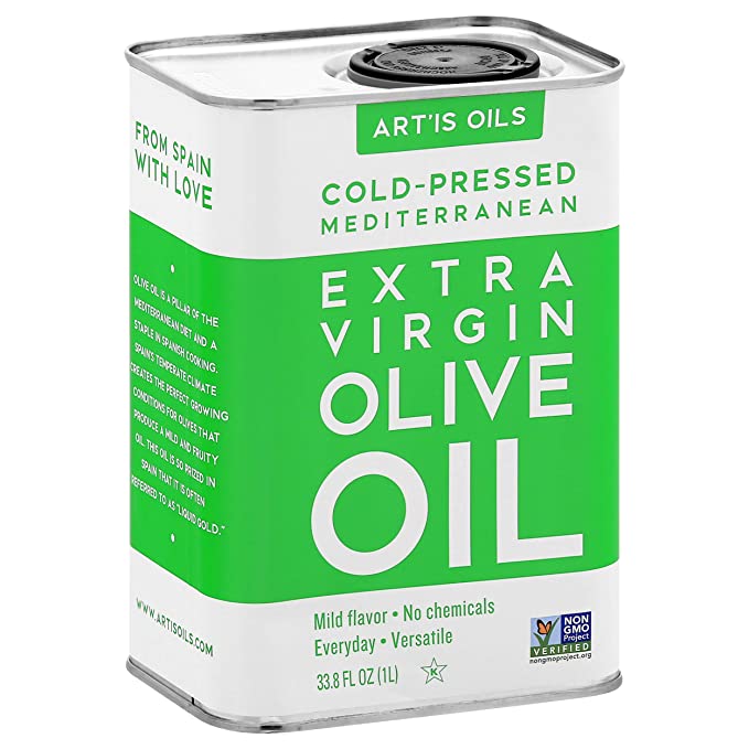 Art'is Oils, Cold-Pressed Mediterranean, Extra Virgin Olive Oil, Single Origin Fruity, Delicate, Buttery Flavor, Everyday Cooking, Dipping, Drizzling, and Blending, 33.8 fl oz - 850017480001